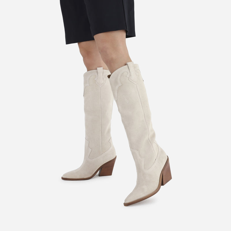 NEW KOLE WEstern High Boot Beige