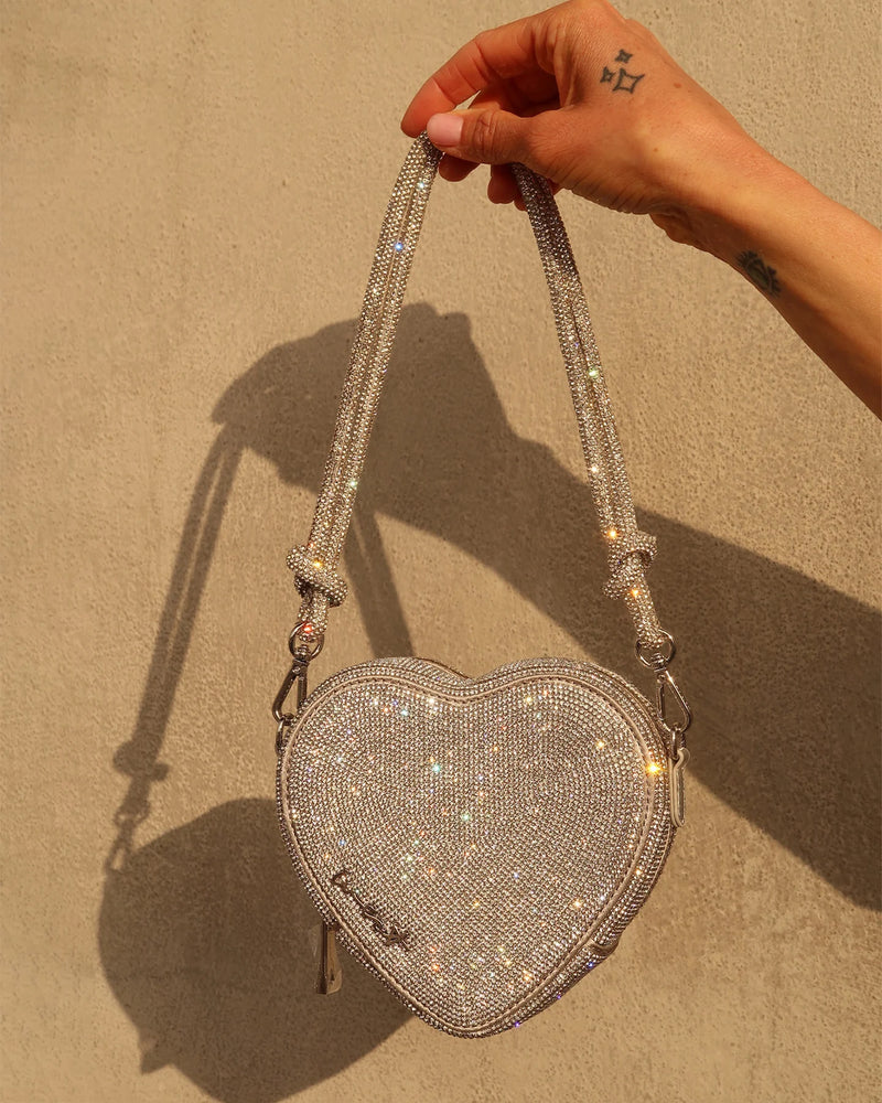 Midi Heart Bag Crystal  SILVER