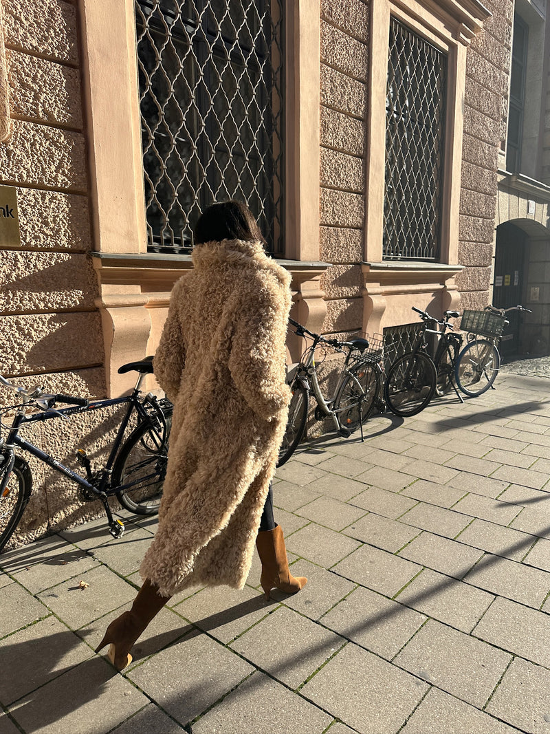 Reversible Lambfur Coat Camel