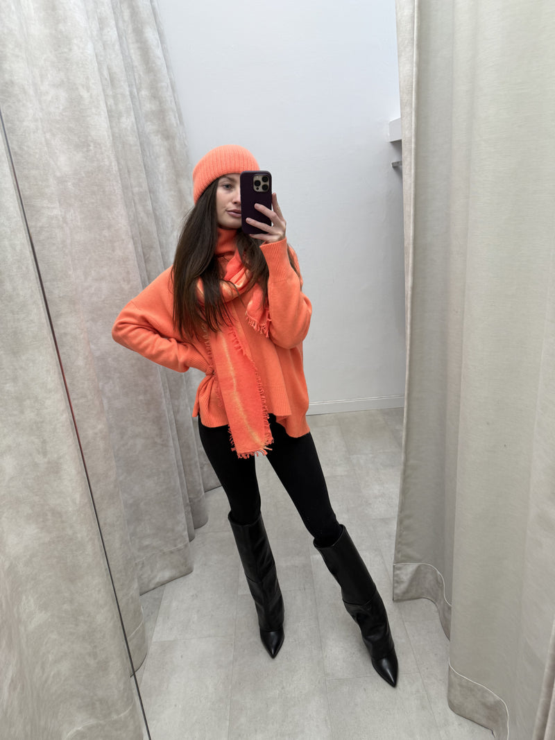 Cashmere Pullover ORange Turtle Neck