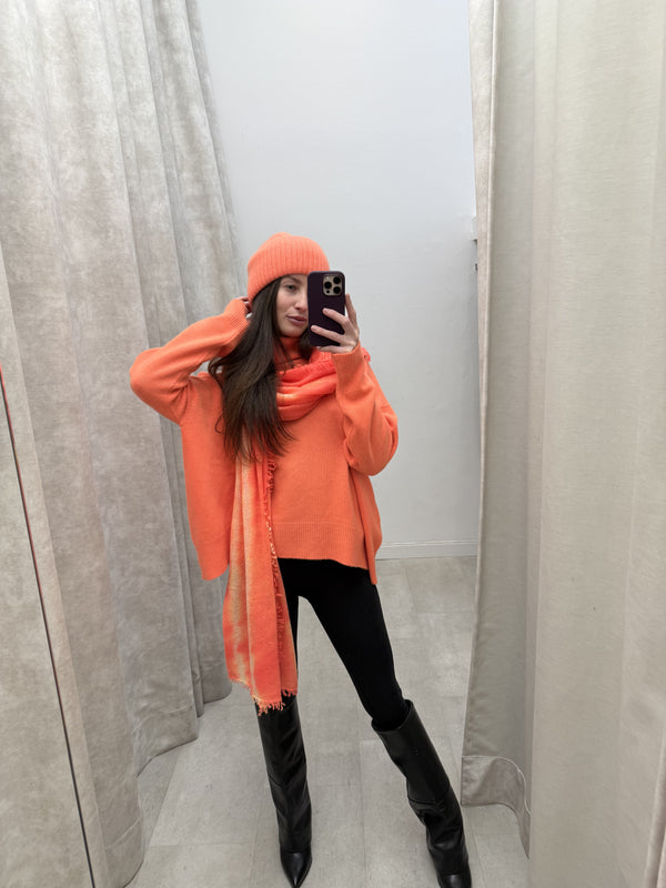 Cashmere Pullover ORange Turtle Neck