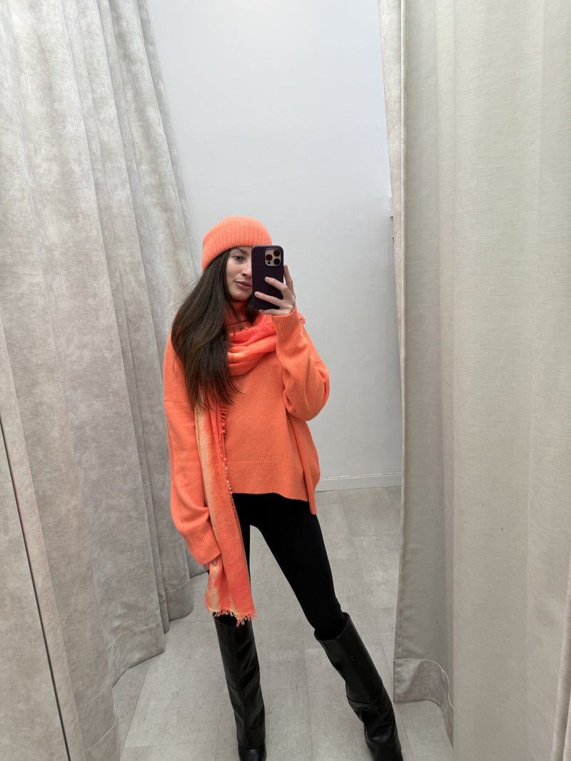 Cashmere Pullover ORange Turtle Neck