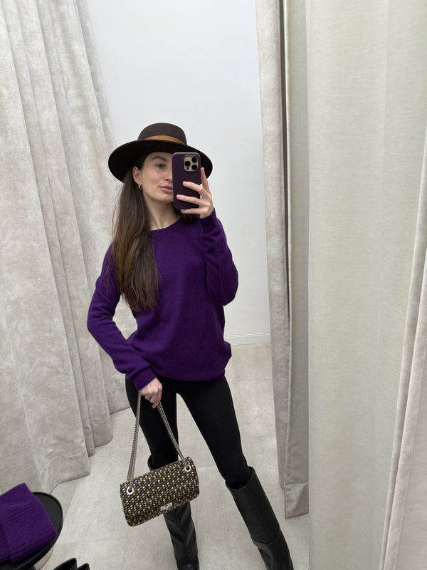 Cashmere Pullover Purple Round Neck Classic FIT