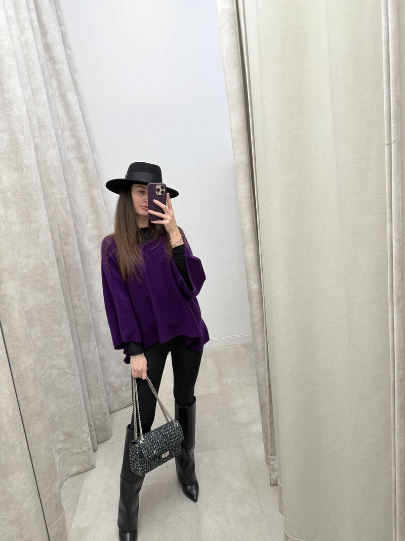 Cashmere Pullover Purple 3/4 Arms