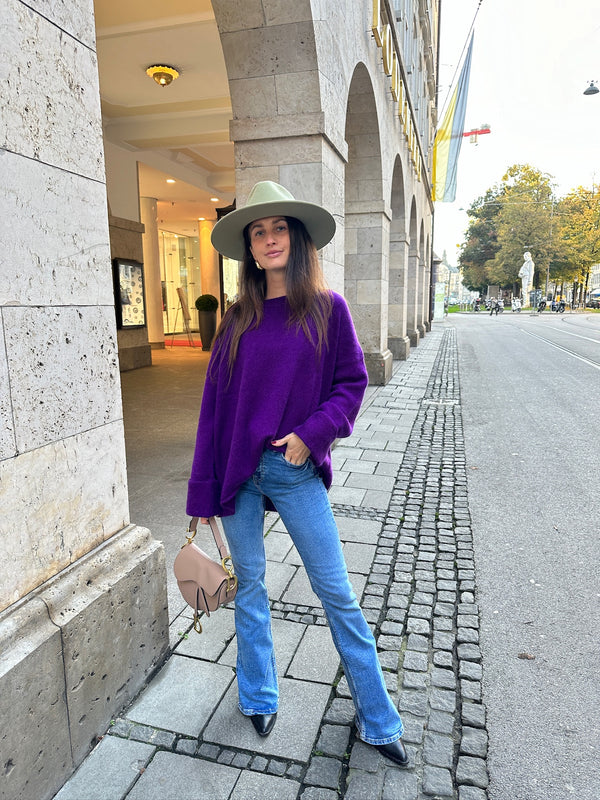 Cashmere Pullover Purple Round Neck