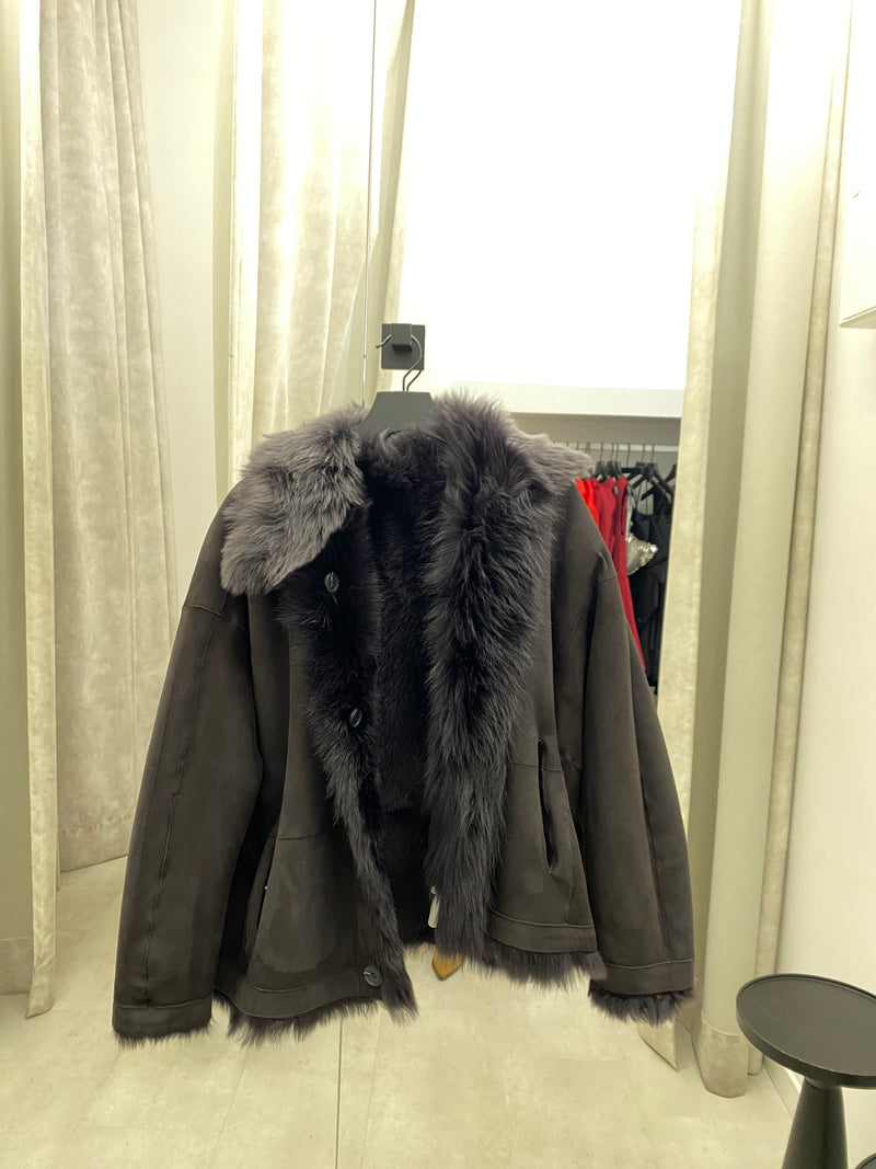 Reversible Lambfur Jacket Black