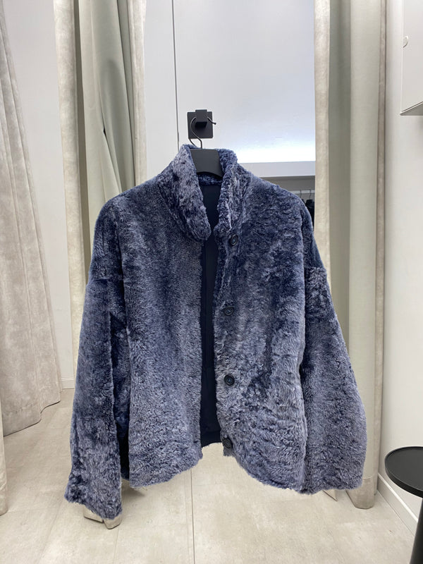 Reversible Lambfur Jacket Snow Blue