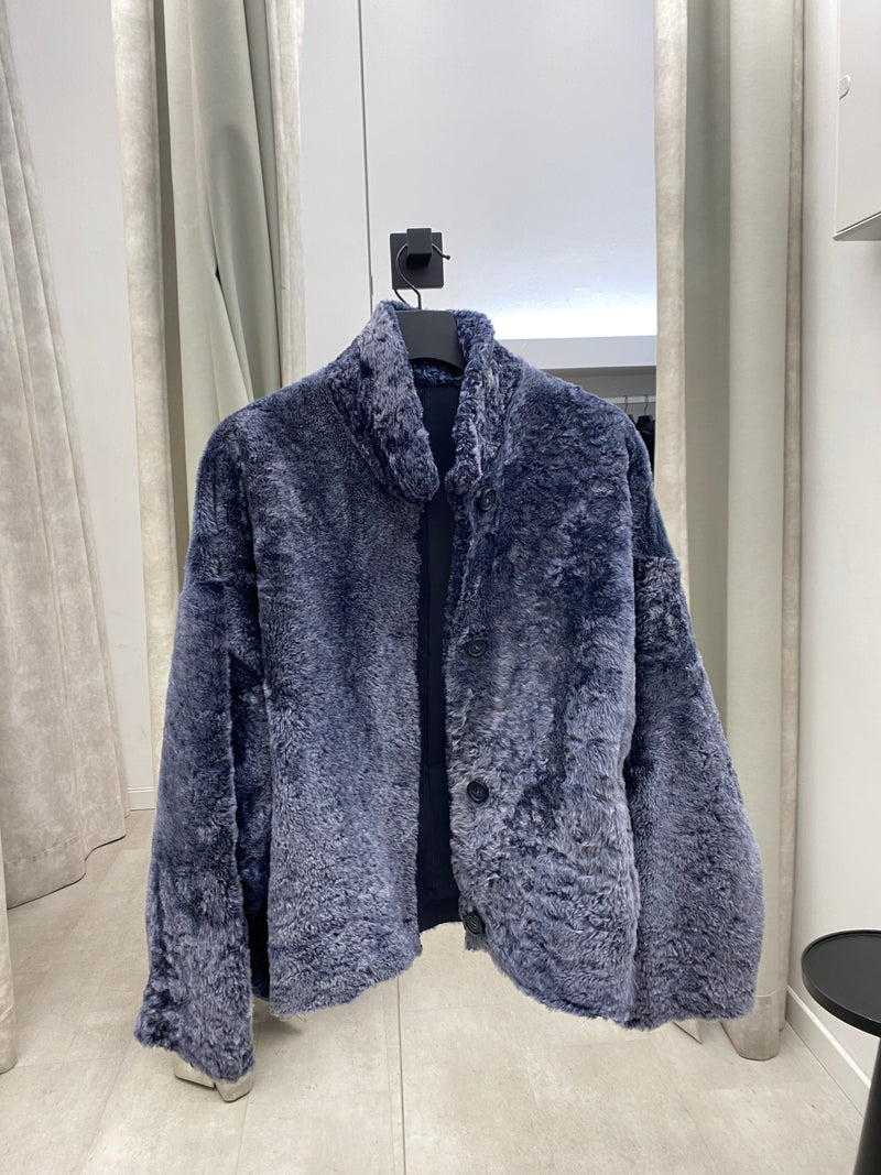 Reversible Lambfur Jacket Snow Blue