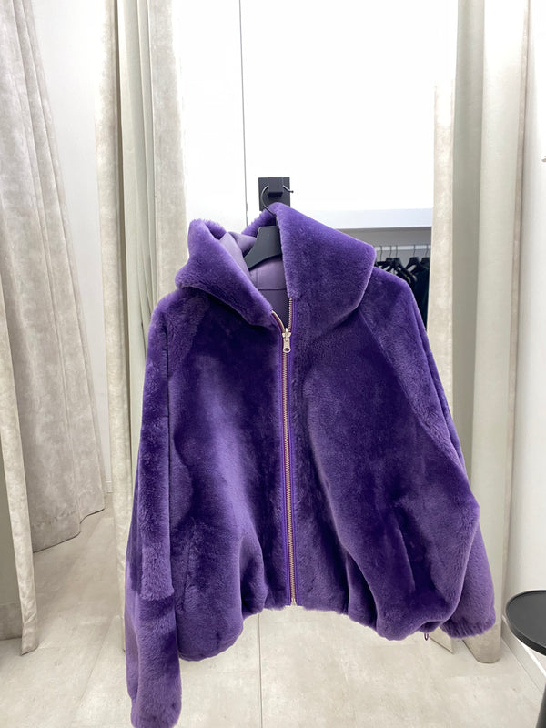 Reversible Lambfur Jacket Purple