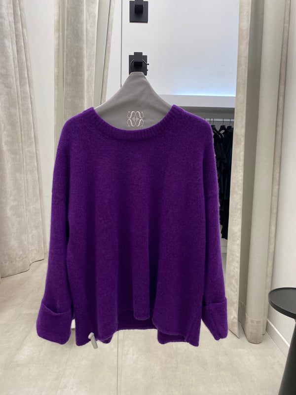 Cashmere Pullover Purple Round Neck