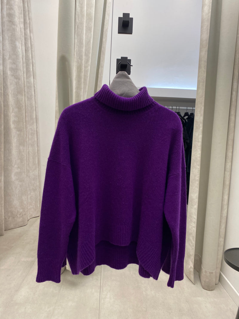 Cashmere Pullover Purple Turtle Neck