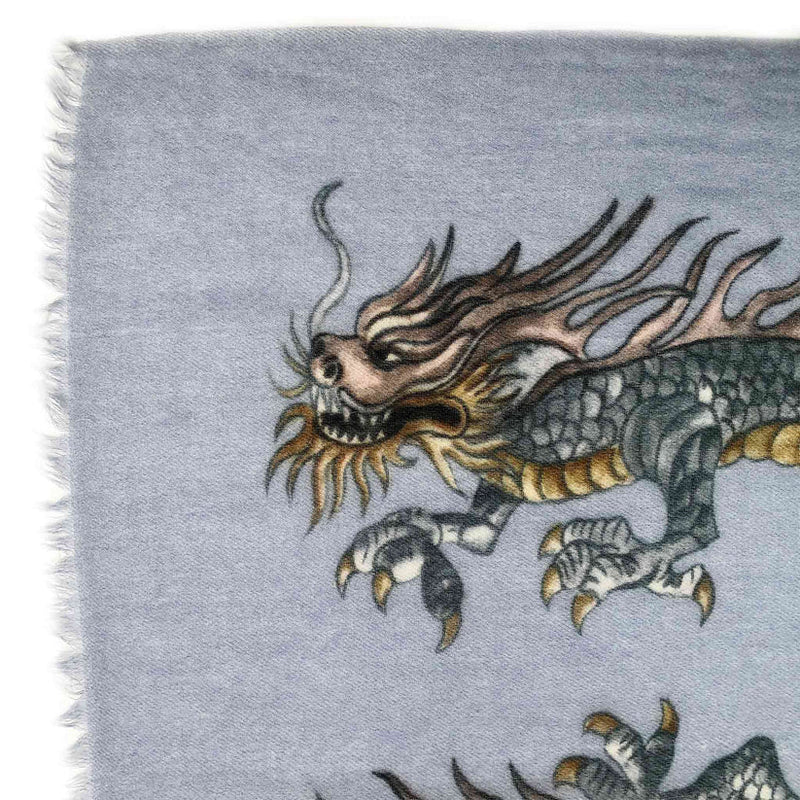 "Dragon" Handprinted Scarf - BLUE GREY